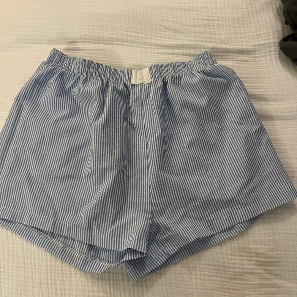 Amazon Women's Light Blue Striped Shorts